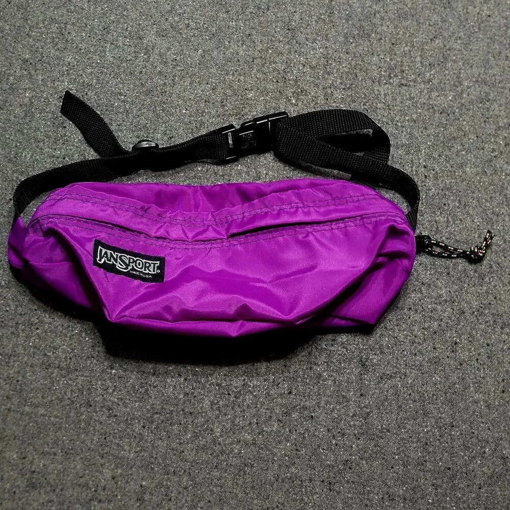 Vintage 80s 90s Jansport Fanny Pack Adult Unisex Purple Waist Bag Run Hike USA